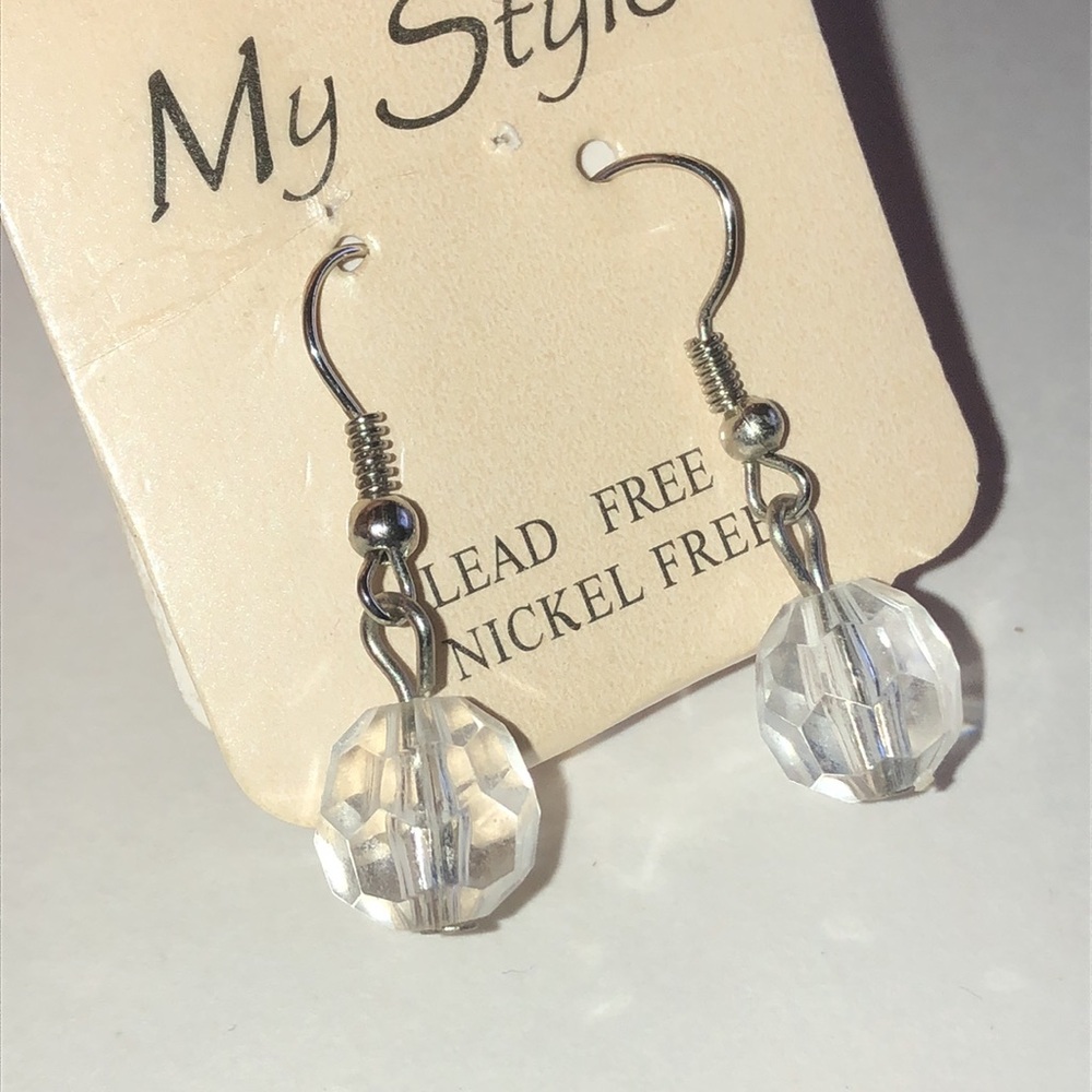 Clear Beaded Boho Drop Earrings - Lead & Nickel Free - Picture 4 of 4